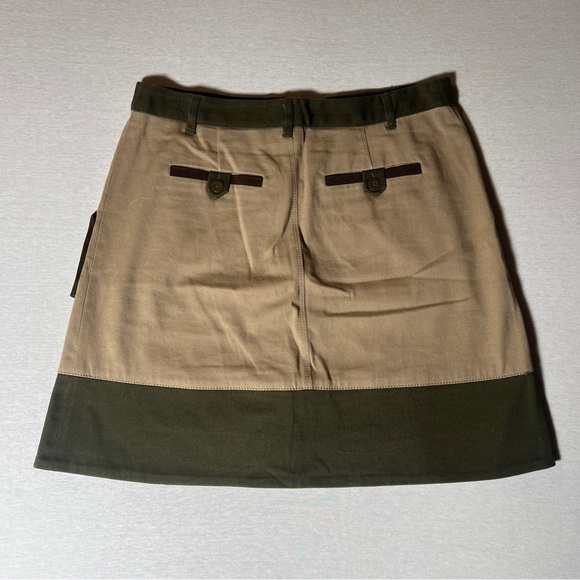 Holding Horses Cotton Army Green Canvas Colorblock Utility Mini Skirt, Size 8 - Picture 2 of 7